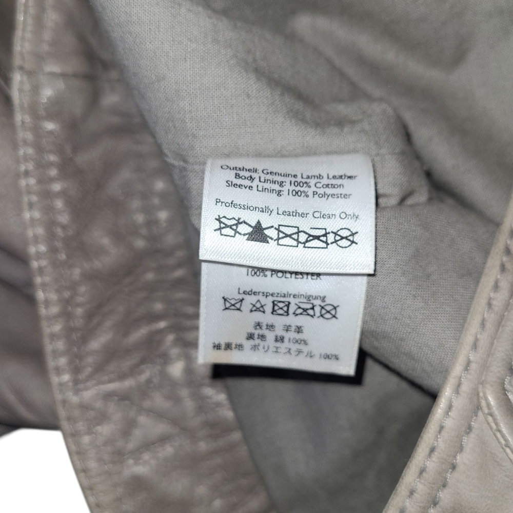 Women's Eddie Bauer Lamb Leather Jacket Medium Light Grey - Picture 8 of 15